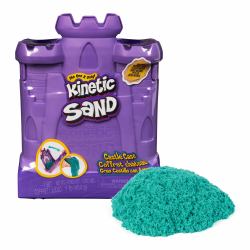 Kinetic Sand , Castle Case con 453 g de arena para jugar turquesa, espacio de juegos multiusos y recipiente de almacenaje, juguetes sensoriales para niños a partir de 3 años (Kinetic Sand Castle ...