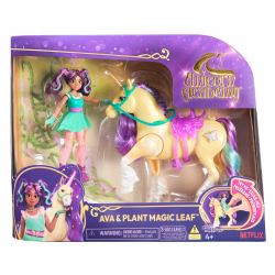 Academia Unicornio - Muñeca Ava Articulada, Figura Magic Leaf 'Brizna' con Efectos de Luz y Accesorio de Equitación - Unicornios para Niñas - Juguetes Niña 4 años + (Unicorn Academy - Ava und ...