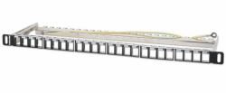 Intellinet Panneau de brassage aveugle blindé 24 ports, 0,5U, panneau Keystone 19" non équipé pour installations haute densité, barre de gestion des câbles amovible, noir (BLANK PATCH PANEL 24...