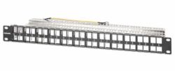 Intellinet Panneau de brassage aveugle blindé 48 ports, 1U, panneau Keystone 19" non équipé pour installations haute densité, barre de gestion des câbles amovible, noir (BLANK PATCH PANEL 48-P...