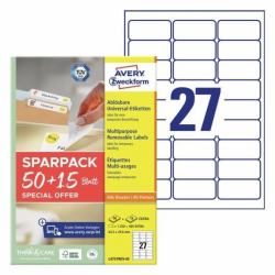 Avery L4737REV-65 etiqueta de impresora Blanco Etiqueta para impresora autoadhesiva 
