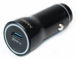 Mobilis 020016 cargador de dispositivo móvil Smartphone, Tableta Negro Encendedor de cigarrillos Carga rápida Auto (ENERGY CHARGER - 20W CAR - CHARGER - 1 USB C - SOFT BAG)