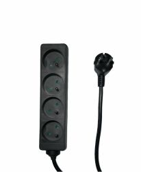 Microconnect MC-PS040150FRB base múltiple 1,5 m 4 salidas AC Interior Negro (4-way Power Strip French Type - E, 1.5m Black - Warranty: 300M)