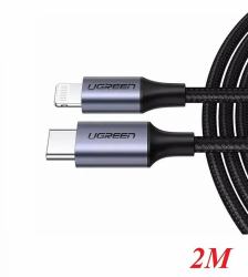 Ugreen 60761 cable de teléfono móvil Negro 2 m USB C Lightning (UGREEN 2M LIGHTNING TO TYPE-C CABLE)