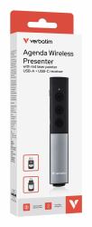 Verbatim 32366 puntatore wireless RF Nero, Argento (Agenda Wireless Presenter - with Red Laser Pointer - Warranty: 24M)