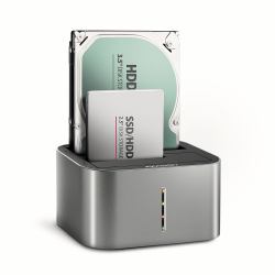 Axagon ADSA-DC base de conexión para disco duro USB 3.2 Gen 1 [3.1 Gen 1] Type-A Gris (AXAGON ADSA-DC, USB-C 5Gbps - 2x SATA)
