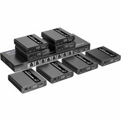 Techly IDATA EX-HL81TYP extensor audio/video Transmisor y receptor de señales AV Negro (8-way HDMI splitter with - extender on 4K network cable - up to 70 meters - Warranty: 12M)