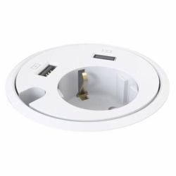 Powerdot 2xUSB-ch Feed Through - White - Warranty: 12M