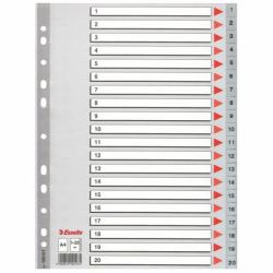 Esselte 100107 lengüeta de índice Separador numérico con pestaña Cloruro de polivinilo [PVC] (Esselte register PP A4 1-20 grÃ¥)