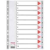 Esselte 100105 lengüeta de índice Separador numérico con pestaña Cloruro de polivinilo [PVC] (Esselte register PP A4 1-10 grÃ¥)