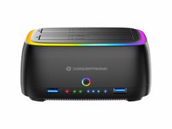 Dual-Bay Rgb Hard Drive - Docking Station, For - 2.5/3.5-Inch Hdd Ssd, 2 X Usb A, Sd/Tf Card Reader, Uasp - Warranty: 12M