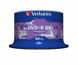 Verbatim DVD+R Double Layer 8x Matt Silver 50pk Spindle 8,5 GB DVD+R DL 50 pieza[s] (Verbatim DVD+R Double Layer 8.5GB 8X Matt Silver 50 Spindle)