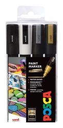 POSCA PC-5M Negro, Oro, Plata, Blanco 4 pieza[s] (POSCA Marker UNI PC-5M 4er Set SWGS)
