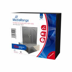 MediaRange BOX32 funda para discos ópticos Funda de DVD 1 discos Negro, Transparente (MEDIARANGE CD SLIMCASE FOR 1 DISC 5.2MM, BLACK TRAY 10PCK)