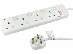 Cables Direct RB-02-4GANGSWD limitador de tensión 4 salidas AC Blanco 2 m (CDL 2MTR 4 GANG UK SWITCHED)