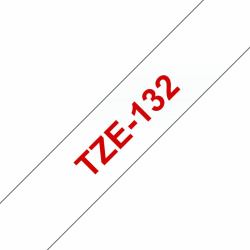 Brother TZE-132 nastro per etichettatrice Rosso su trasparente (Brother TZE132 Red on Clear 8M x 12mm Gloss Tape)