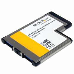 StarTech.com Tarjeta Adaptador ExpressCard/54 USB 3.0 [5Gbps] SuperSpeed de 2 Puertos con UASP - Montaje al Ras - Flush Mount (FLUSH MOUNT EXPRESSCARD USB 3 - .)