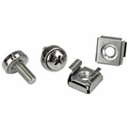 StarTech.com Viti e Dadi in Gabbia per Rack 19" e 10" con Fori Quadrati; Kit con Viti M5 da 12mm, Dadi e Rondelle; Utensile Incluso, Argento, Confezione da 100 (M5 MOUNTING SCREWS SILVER - 100 PC S...