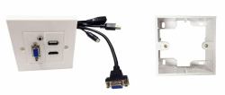 Vivolink WI221293 toma de corriente HDMI + VGA + USB A + 3.5mm Blanco (Wall Box HDMi + USB + VGA - . - Warranty: 12M)
