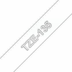 Brother TZE-135 nastro per etichettatrice Bianco su trasparente (TZE-135 LAMINATED TAPE 12MM 8M - WHITE ON CLEAR)