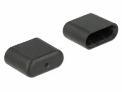 DeLOCK 64008 tapa de seguridad para enchufe USB Tipo C Negro 10 pieza[s] (Delock Dust Cover for USB Type-C Male)