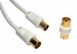 Cables Direct 1.8m cavo coassiale 1,8 m Bianco (CDL 1.8m AERIAL M-M+ Coupler - WHT)