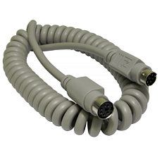Cables Direct EX-032 cavo PS/2 2 m 6-p Mini-DIN Grigio (CDL 2Mtr Coiled PS/2 Extension Cab)