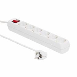 Microconnect GRU0063W base múltiple 3 m 6 salidas AC Interior Blanco (6-way Schuko Socket 3M White - With ON/OF switch and - child protection - Warranty: 300M)