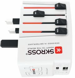 Skross 1.302332 cargador de dispositivo móvil Cámara digital, Lector de libros electrónicos, Portátil, Batería portátil, Smartphone, Reloj inteligente, Tableta Blanco Corriente alterna Interior 