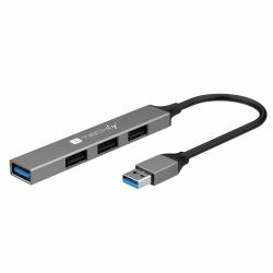 Techly IUSB32-HUB4A-3U2SLS base para portátil y replicador de puertos Alámbrico USB 3.2 Gen 1 [3.1 Gen 1] Type-A Gris 