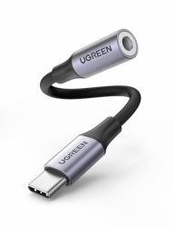 Ugreen 80154 cable de teléfono móvil Negro, Gris USB C 3,5mm 